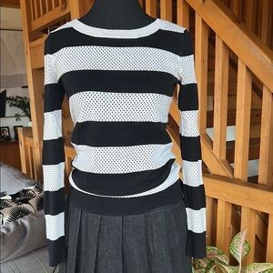 EXPRESS Black and White Striped Sweater, Size XS